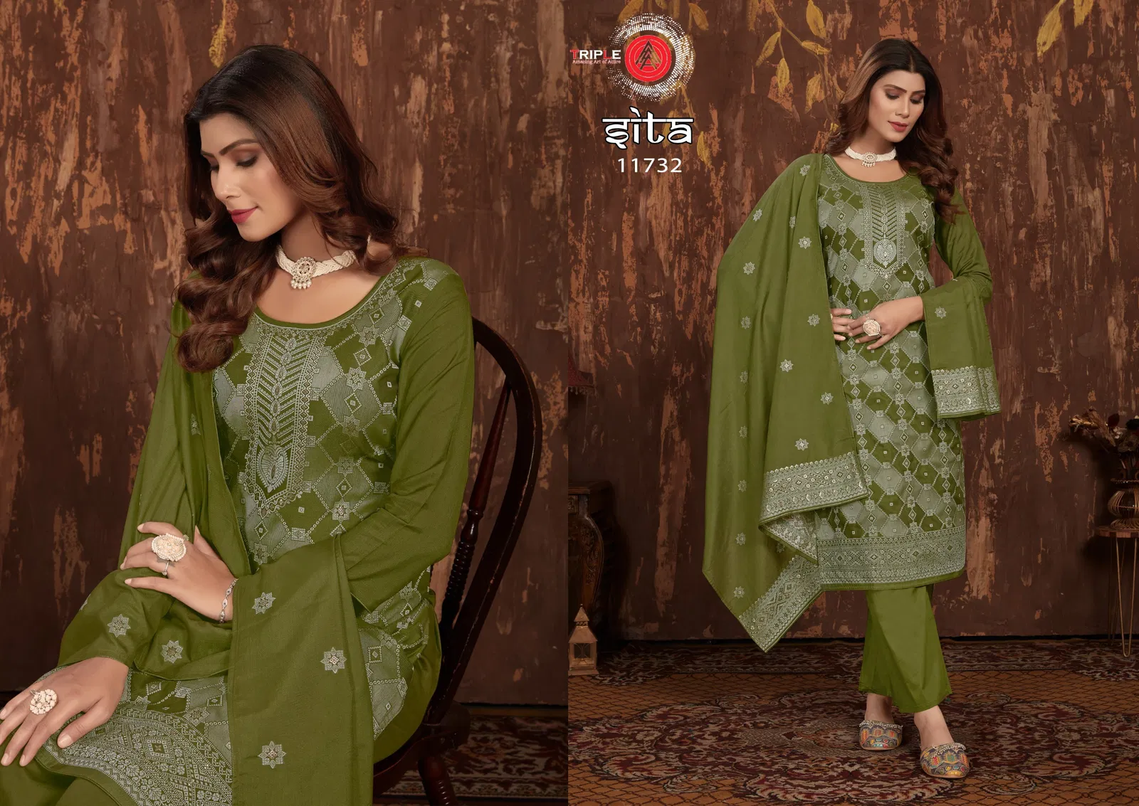Sita By Triple A Pure Muslin Pure Muslin Lakhnavi Jacquard Dress Material Wholesalers In Delhi